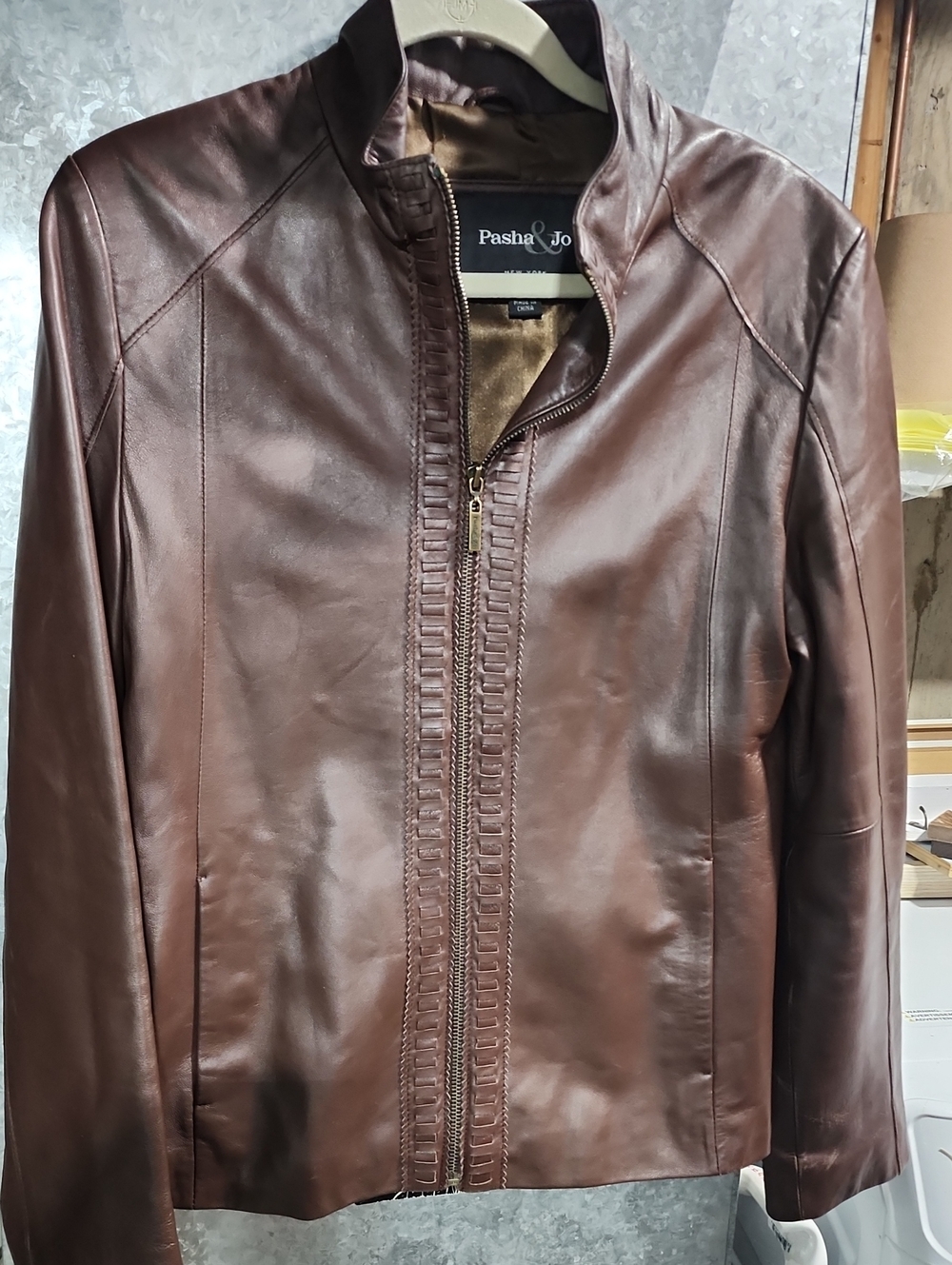 Pasha & Jo Brown Leather Full Zip Up Jacket
